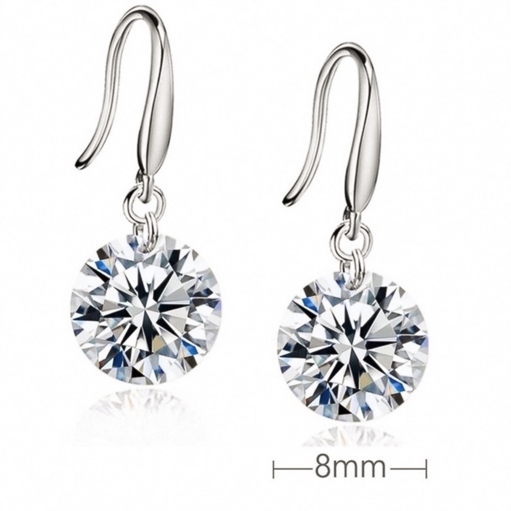 2/$20! 925 Stamped Crystal Solitaire Drop Earrings - Picture 6 of 8